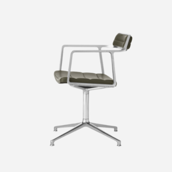 Vipp 452 Swivel met glijders, gepolijst frame met Bosco Green zitting