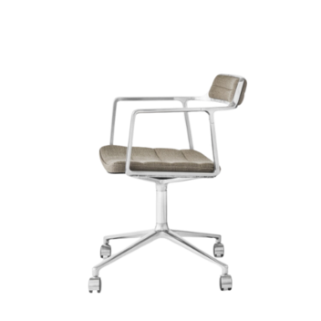 Vipp 452 Swivel met wielen (castors), gepolijst frame met Tide dark sand stof 