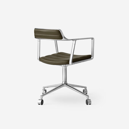 Vipp 452 Swivel met wielen (castors), gepolijst frame met Bosco Green zitting