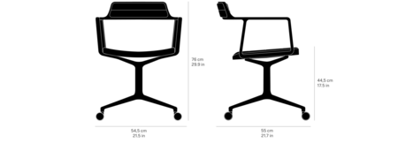 Vipp 452 Swivel met wielen (castors), gepolijst frame met Bosco Green zitting