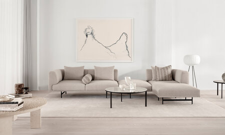 Vipp 425 salontafel,zwart frame, Pietra Grey Marble