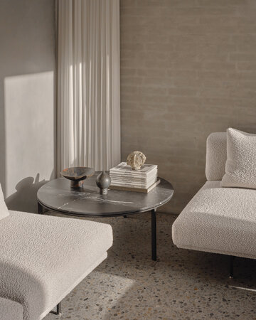 Vipp 423 salontafel, zwart frame, Pietra Grey marble