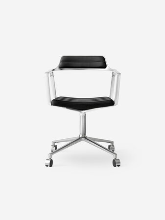 Vipp 452 Swivel, Black leath, pol. frame, castors