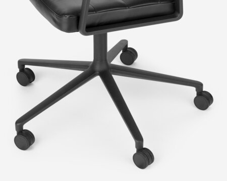 Vipp 453+ Swivel met wielen, black leather