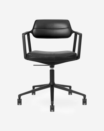 Vipp 453+ Swivel met wielen, black leather
