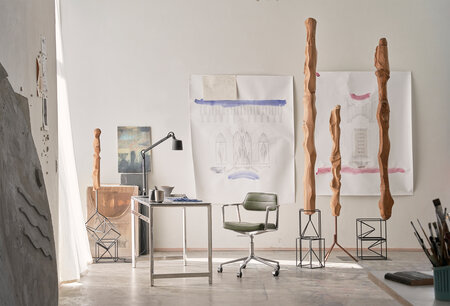 Vipp 453+ Swivel met wielen, bosco green