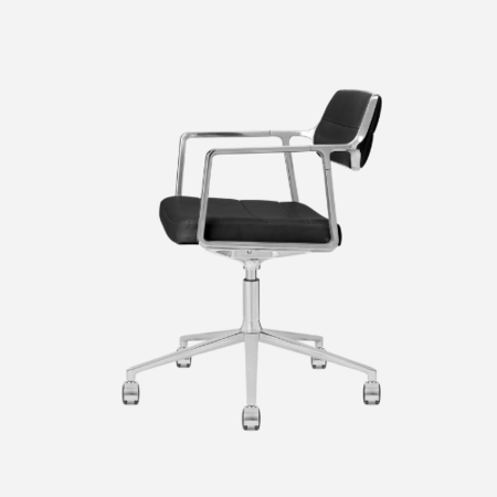 Vipp 453+ Swivel met wielen, black leather