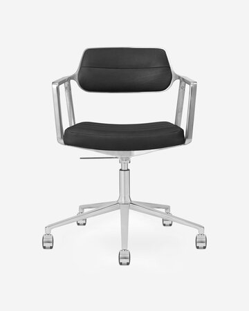 Vipp 453+ Swivel met wielen, black leather