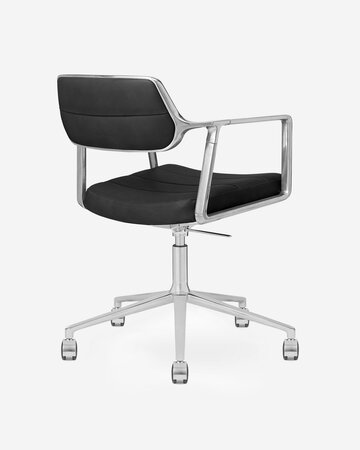 Vipp 453+ Swivel met wielen, black leather