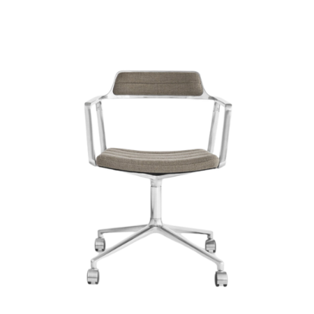 Vipp 452 Swivel met wielen (castors), gepolijst frame met Tide dark sand stof 